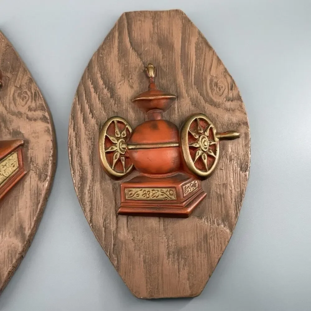 Vintage Farmhouse Kitchen Wall hanging Plaster Wood Grain Vintage Hand Painted